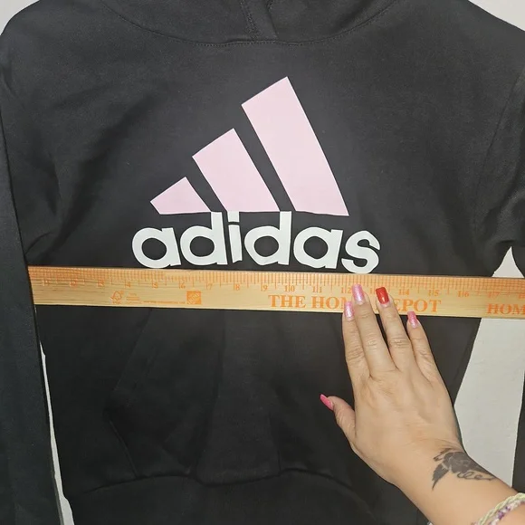 adidas Big Girls Fleece Hoodie Size Small Black and Pink - Picture 7 of 8